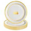 Horaldaily 24Pcs Christmas Paper Plates, Gold Foil Christmas Pine Trees