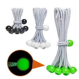 YELIER 30-Piece Ball Bungee Cords, A Bungee Cord with a Ball Comes in Three Sizes: 4 "6" 9", UV Resistant, Antioxidant, Secure Tie Down. (30, Black, White, Green)