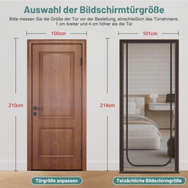 Earrck Cat Mesh Door, Reinforced Wire Mesh Door for Introducing New Cats, Keep Pets Indoors, Scratch-Resistant, Zipper, Black (Fits Door Size: 100cm x 210cm)