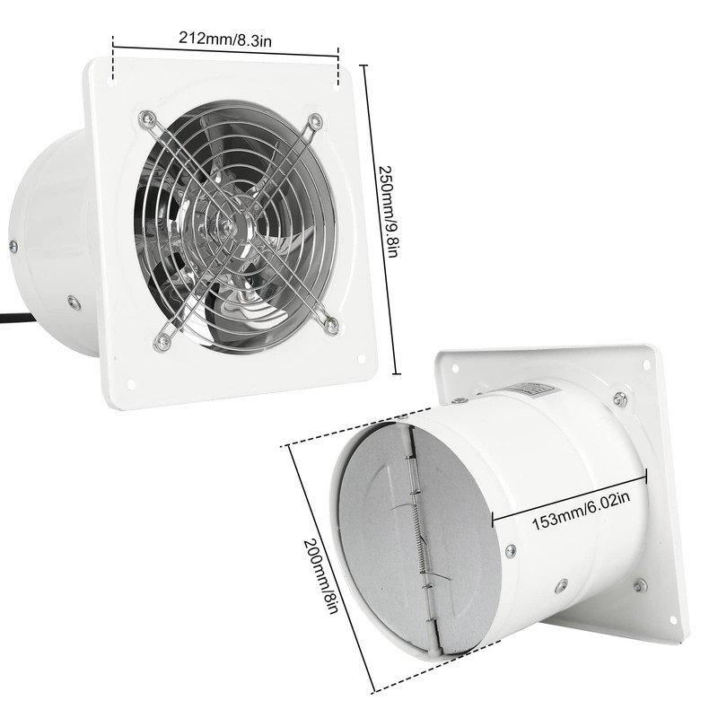 Fepinc Exhaust Fan with Plug, 8 inch 735CFM Through-the-Wall Extractor