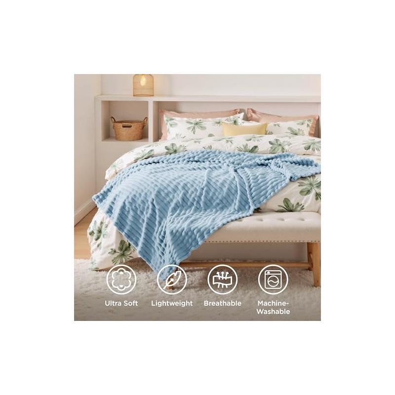 Bedsure Bedsure Blue Fleece Blanket for Couch - GentleSoft Cozy