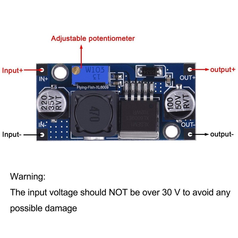 Hailege Set of 5 XL6009 DC-DC Adjustable Boost Module DC3.0-30V