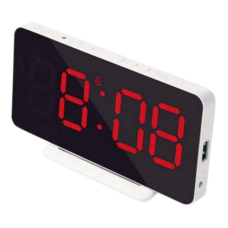 LED Mirror Alarm Clock Electronic Alarm Clock Adjustable Mirror Bedside
