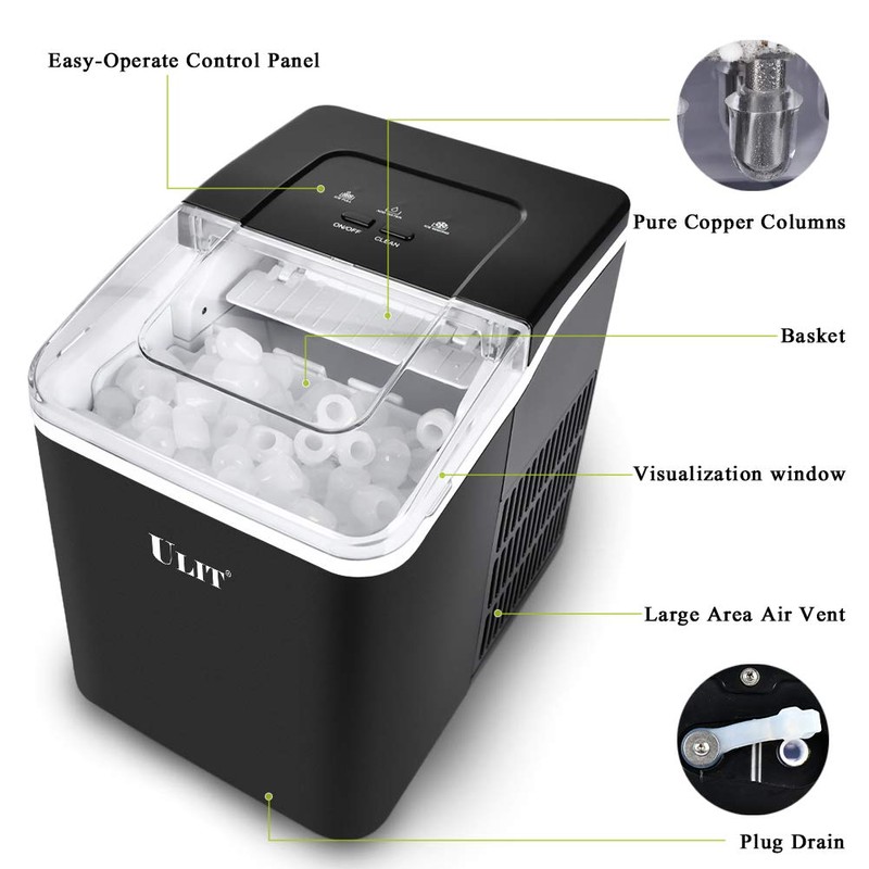 ULIT Portable Ice Maker,Ice Maker Machine for Countertop, Self-Cleaning Function