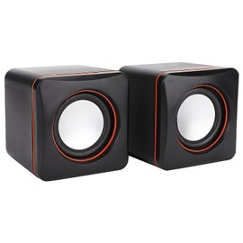 ASHATA Mini Computer Speaker, Portable Bluetooth Cute Cube Desktop Speaker USB Powered Stereo Speaker System with 3.5mm Jack for Desktop Laptop PC Computer(Two-Channel)
