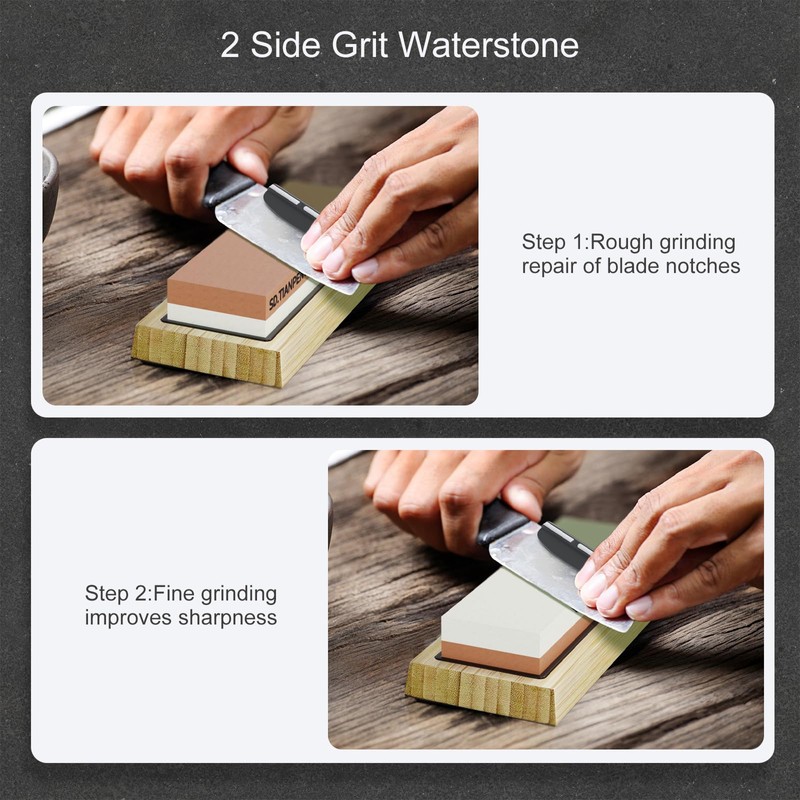 Knife Sharpening Stone - Dual Grit Whetstone 400/1000 3000/8000, Knife