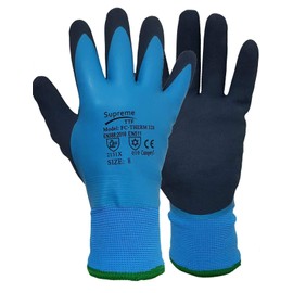 Thermal Waterproof Winter Cold Gloves Latex Insulated Safety Work Gloves Winter Cold Freezer Blue (Medium)