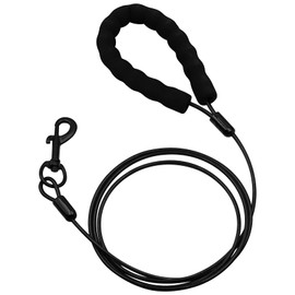 ZHONYEE Chew Proof Dog Leash with Hooks 4 Feet, Waterproof Metal Cable Non-Chewable Dogs Chain Leashes Heavy Duty for Large, Medium and Small Dogs - Black