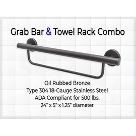Bathroom Grab Bar Towel Rack for Bathtub Shower Kitchen/304 Stainless/Oil Rubbed Bronze/ 24" x 5"