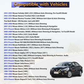 awagas Interior Rear View Mirror Compatible with Nissan Rogue Altima NV1500 NV2500 NV3500 Frontier Tiida Sentra Titan Fairlady 350Z etc, Wide Rear View Mirror Replacement 96321-2DR0A, Car Accessories