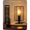 GOEBLESON Industrial Small Table Lamp, Small Bedside Lamp with Dimmable
