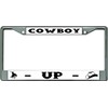 Cowboy Up Chrome License Plate Frame