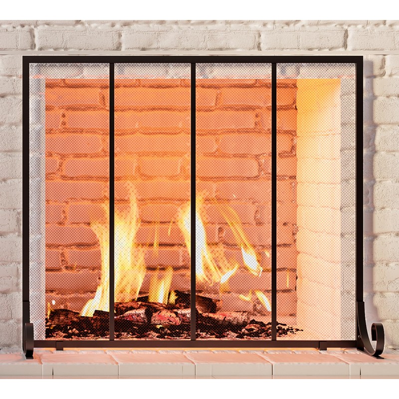 Fire Beauty Flat Panel Fireplace Screen Spark Guard Wrought Metal