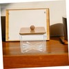 STOBAZA Makeup Cotton Organizer Container with Wooden Lid Elegant Storage