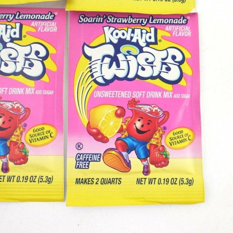 Kool-Aid 6 vintage Kool Aid TWISTs Soarin' Strawberry Lemonade KoolAid
