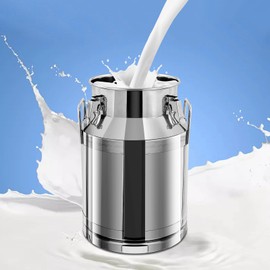 QUEMARQUE 304 Stainless Steel Milk Can with Silicone Sealing - 20L/30L/40L/50L/60L Metal Liquid Storage Pail w/Lid Bucket Milk Pail Milk Barrel (30L)