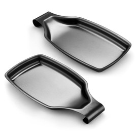 E-far Black Spoon Rest for Stove Top, 2-Piece Stainless Steel Spoon Holder for Kitchen Counter, Spatula Ladle Utensils Rest, Heavy Duty & Large Size, Dishwasher Safe(8.5 x 4.3 Inch)