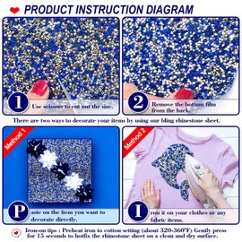 Locacrystal Bling Resin Rhinestone Sticker DIY Car Decoration Stickers Self-Adhesive Hotfix Glitter Crystal Gem Sheet Stickers for Car & Crafts Decoration(Sliver Blue,9.4"x15.8")