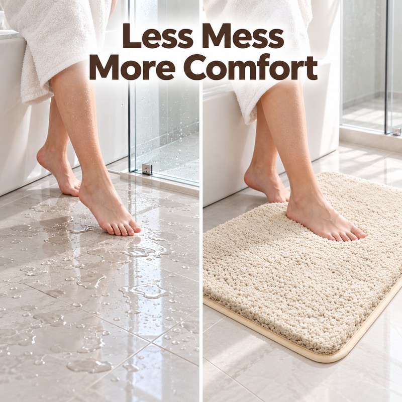 50cm x 80cm Water Absorbent Non-Slip Bathroom Mat – Thick