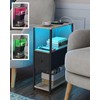 TUTOTAK Small Narrow LED End Table with Charging Station, Side