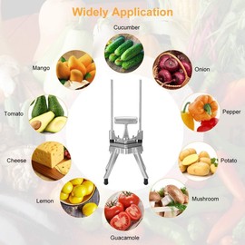 BotaBay Commercial Vegetable Fruit Chopper W/6-Wedge Slicer&1/4″&3/8″&1/2" Blade Professional Food Dicer French Fry Cutter Onion Slicer Stainless Steel For Tomato Peppers Potato Mushroom