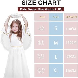 SULOLI Girls Angel Costume for Christmas Nativity Panto Fancy Dress Kids Childs(13-15)