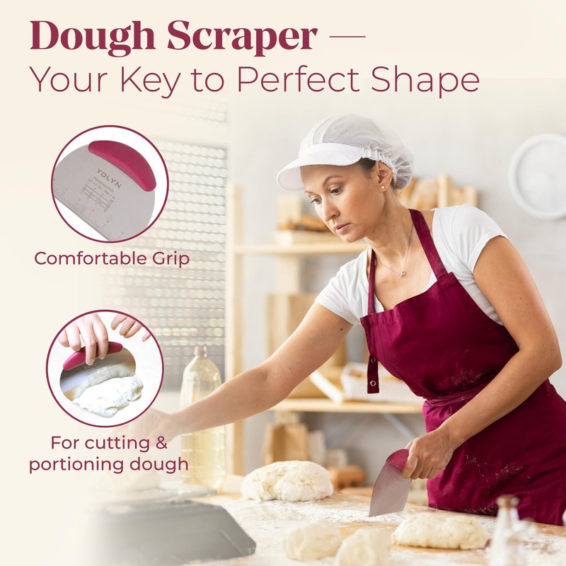 Sourdough Bread Baking Supplies with 2 Banneton Bread Proofing Basket