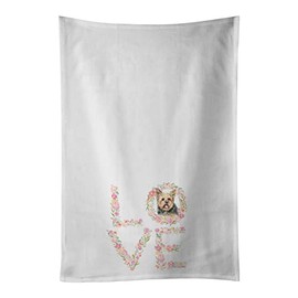 Caroline's Treasures Yorkie #3 Love White Kitchen Set of 2 Dish TowelsKitchen Cotton Hand-Towels, Yorkshire Terrier #3