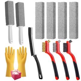 VERALY.MX Set Limpieza Baño y Hogar 2 Barras Limpia Sarro 4 Piedra Pomez 3 Cepillo Alambre Elimina Oxido 1 Cepillo Delgado Lugares Pequeños Guantes de Regalo Limpieza Profunda