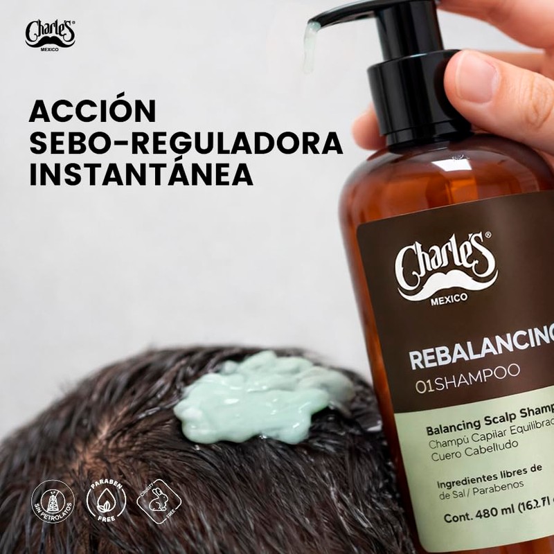 Charle's Shampoo Cabello Graso Rebalancing - Sin Sales y Parabenos