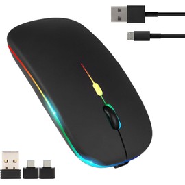 Silent PC Wireless Mouse, Optical Technology, 1600 DPI to track precisely on any surface noise reduction, Comfortable & Ergonomic Design, USB A Dongle Included, Black