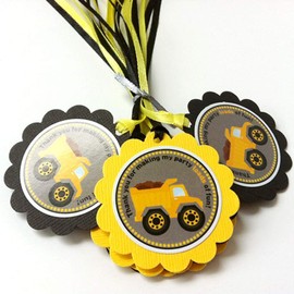 Construction Dump Truck Thank You Favor Tags - Birthday or Baby Shower Party Gift Tags - Set of 12