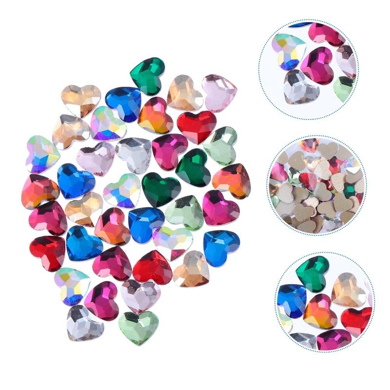 Baluue Nail Art Rhinestones 50pcs Heart Shaped Charm Stickers Manicure