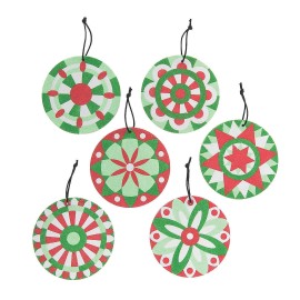 Fun Express Christmas Mandala Sand Art Picture Ornaments - Craft Supplies - 24 Pieces