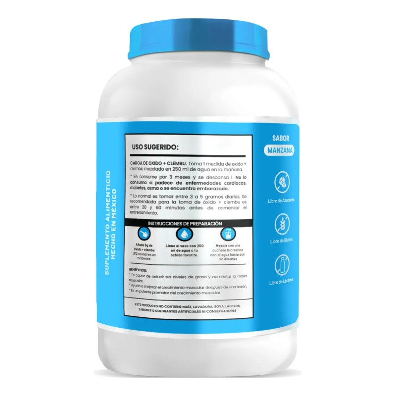 Óxido Nítrico + Clembuterol D-mon Protein 1kg Pre Entreno Manzana