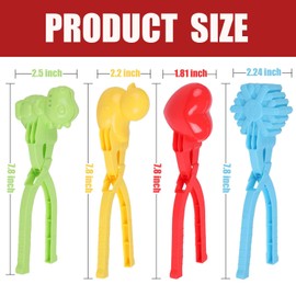 DERAYEE Pack of 4 Snowball Maker, Cartoon Sandball Snowball Clip, Winter Snow Toy for Children, Christmas Gift Decoration