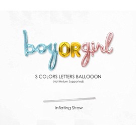 Gender Reveal Party Decorations Background Boys or Girls Foil Balloons with 120 Pieces Boys or Girls Stickers for Baby Shower Decorations