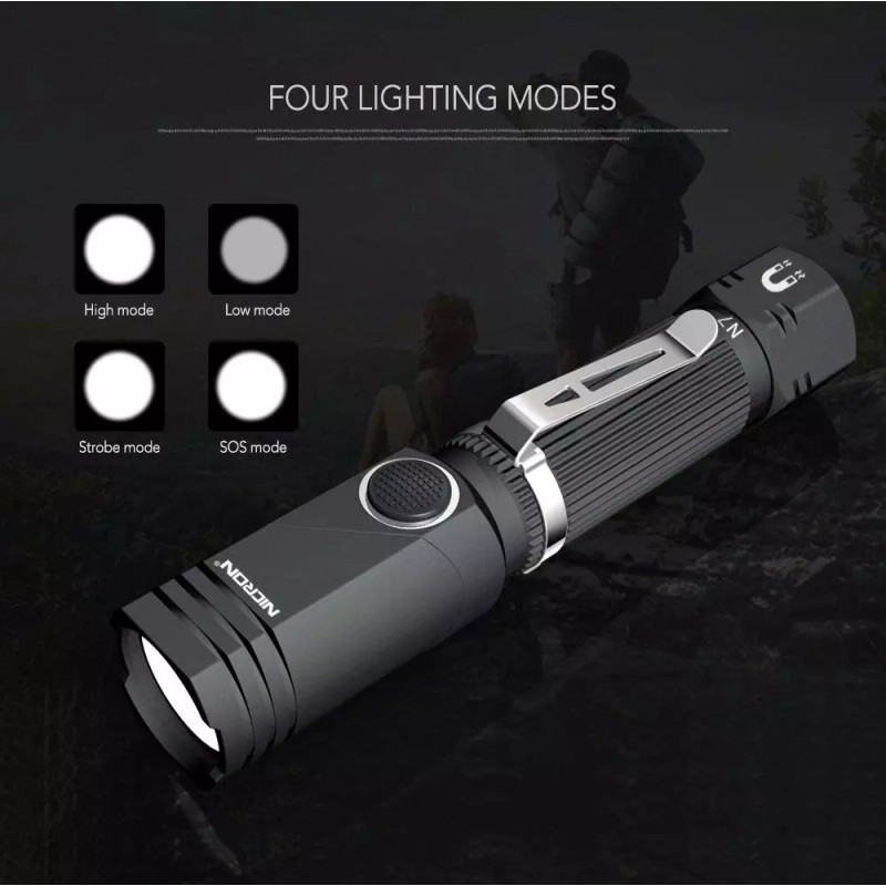 NICRON Qty(1Pc) Nicron N7 600 Lumens Tactical Flashlight, 90 Degree