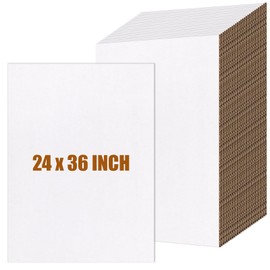 Feifeiya 15 Pack Corrugated Cardboard Sheets 24 x 36 Inch White Flat Craft Board Packaging Inserts Large Poster Board Signs for Shipping Packing Mailing Crafts, 0.07 Inch Thick