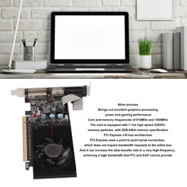 Graphics Card, GT610 2GB DDR3 64 Bit Gaming Graphic Cards with Low Noise, PCI Express X16 Computer Graphic Cards for Desktop, 1000MHZ Core Frequency (GT610 2GD3 64BI)