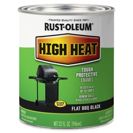 Rust-Oleum 7778502 High Heat Brush Protective Enamel Paint, Quart, Flat BBQ Black