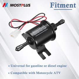 MOSTPLUS Universal Low Pressure - Gas Inline Metal Solid Petrol - 12V Heavy Duty Electric Fuel Pump w/Fuel Filter- Compatible with Motorcycle Carburetor ATV
