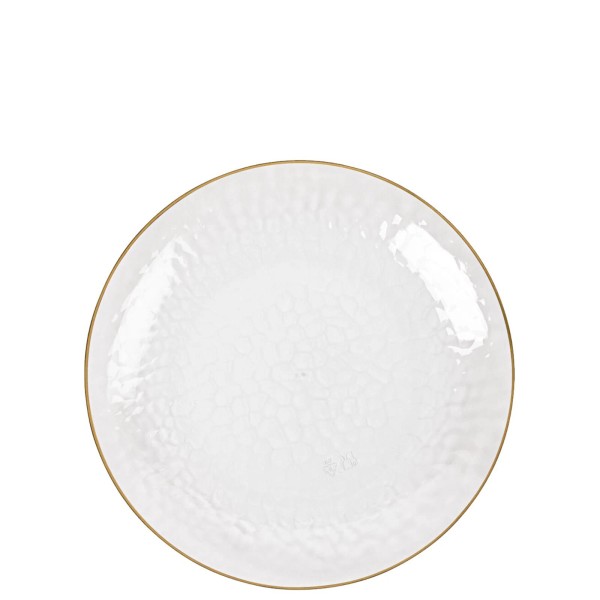 EcoQuality 7" Hammered Salad Plates Clear with Gold Rim, Fancy