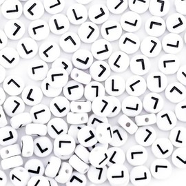Sunrica 300Pcs Alphabet Beads for Friendship Bracelets Making 4X7mm Individual Round White Letter Beads L
