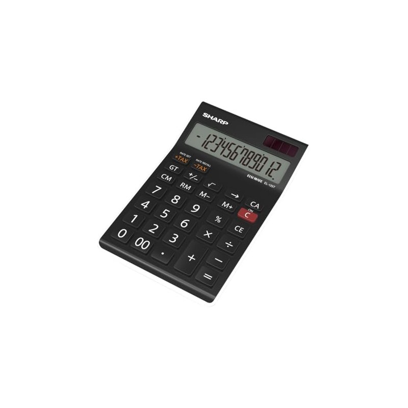 Sharp EL-125TWH Office Desktop Calculator - Black/White