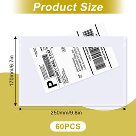 AZUREAL 60PCS Shipping Label Sleeves, 6.7" x 9.8" Packing Slip Pouches, Packing List Envelopes/Shipping Label Envelopes for Mailing, Packing List, Packaging, Protective Documents