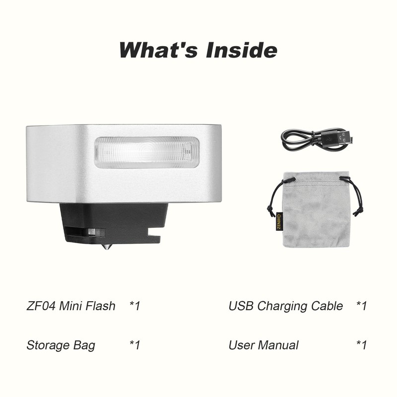 Zeni ZF04 Camera Flash, 6500 K ± 200 K Mini