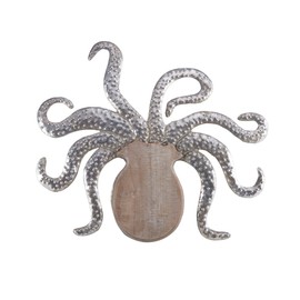 Elements Metal and Wood Octopus Wall Decor for Kitchen, Living, Bed Room, Coastal, Beach House, Multicolored