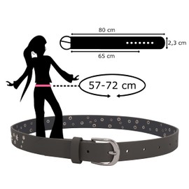 EANAGO Rockstar Belt for Children – Modern Belt for Girls with Cool Studs – Children's Belt Girls – Belt Kids Girls – Rivet Belt, darkgray
