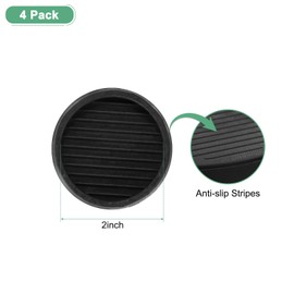 M METERXITY 4-Pack Furniture Coasters Cups, 2" Round Rubber Anti Slide Floor Protector Pads for Sofa Chair/Piano Stopper, Furniture Caster Leg Non Slip Feet Cups [Black]